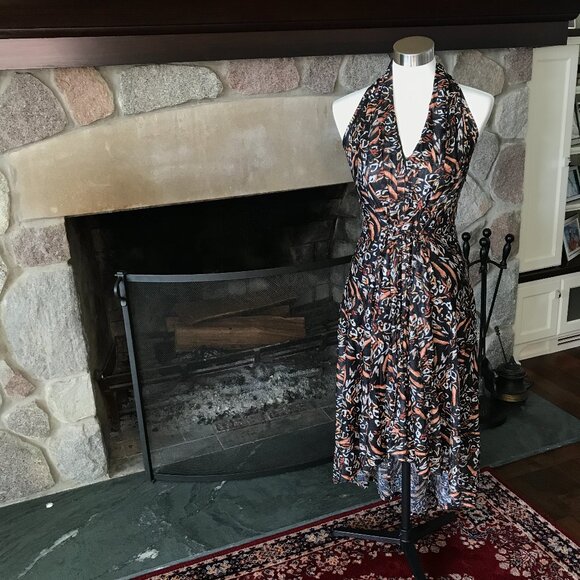 'Molly Bracken' Halter Black Fauve Dress - Size Large - Picture 3 of 7